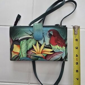 Colorful Tropical Hand-Painted Crossbody Bag